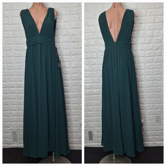 LULUS Heavenly Hues Forest Green Sleeveless Deep V Neck Maxi Dress LULUS Heavenly Hues Forest Green Sleeveless Deep V Neck Maxi Dress